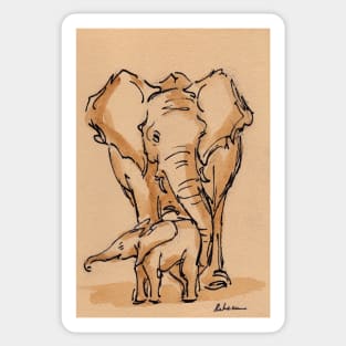 Little One: Mama & Baby Elephant Watercolor Painting #10 Sticker